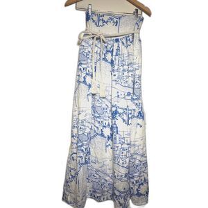 Calypso St. Barth Coastal Sails Linen Blend Maxi Skirt Sz Medium Vacation Greece